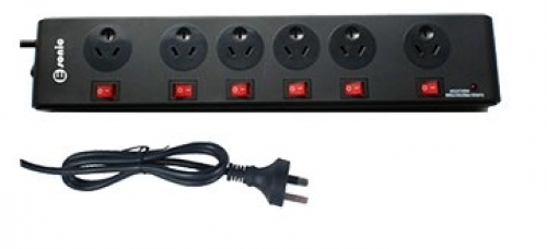 Black six outlet switched powerboard