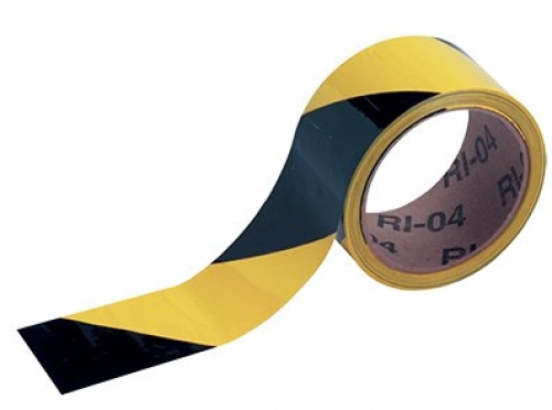 Yellow/black stripe warning tape 50mm wide