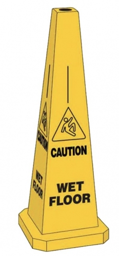 Yellow Wet Floor warning cone 89cm tall