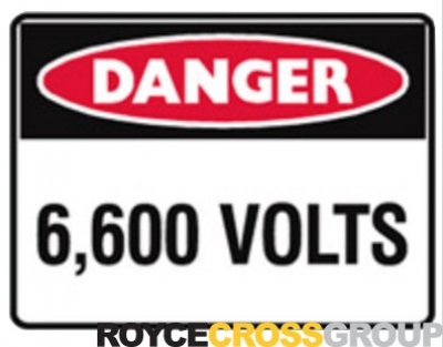 Danger Sign - 6600volts - Metal - H300mm x W450mm