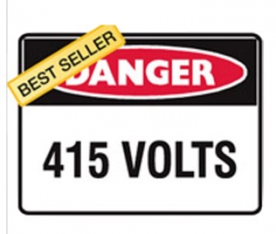 Danger Sign - 415volts - H180mm x W250mm - Self Adhesive