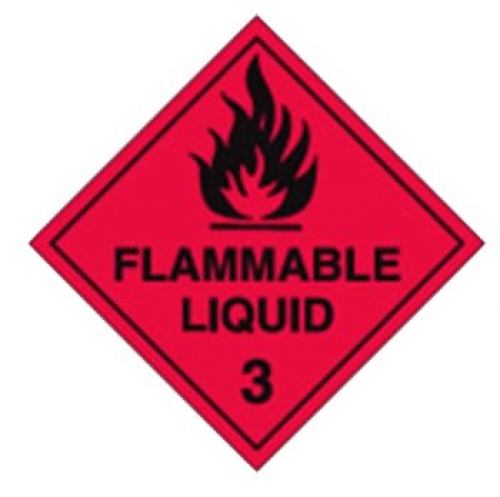 Dangerous goods label - Flammable Liquid 3 H270mm x H270mm Red/Black Metal