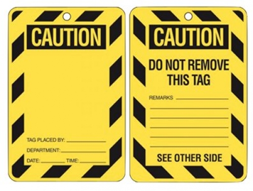 Large blank Caution lockout tags with reverse side - 10-pack