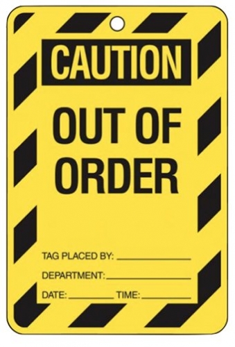 Large Caution Out of Order lockout tags - 10-pack