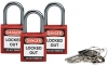 Red Safety Plus keyed alike padlock pack - three