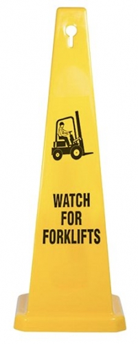 Watch for forklifts four-sided yellow cone - 89cm