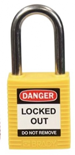 Yellow stainless steel safety padlocks - keyed differently