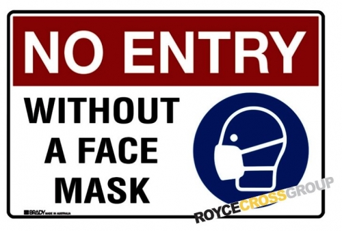 No entry without a face mask sign - corflute 450mm x 300mm