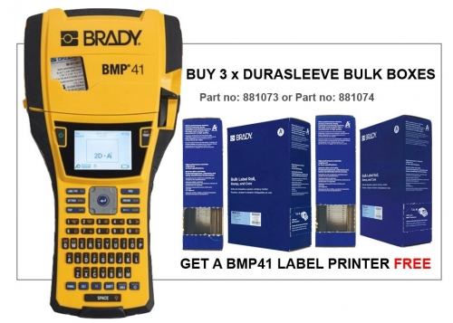 Brady Promo 3 x Durasleeve white 15mm 3000 pack and free BMP41 Printer and hard