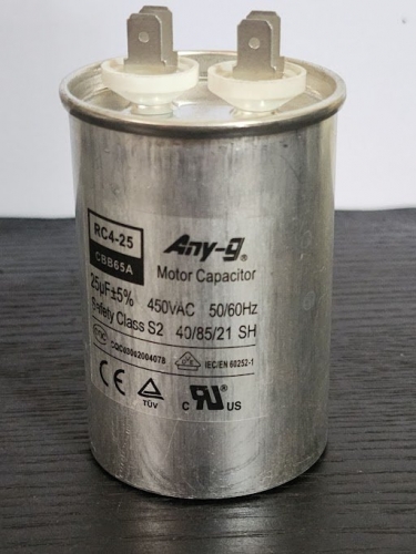 Run capacitor 25uF 450v Metal (40x75) P1 with terminals
