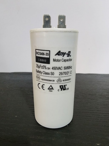 Run Capacitor 35uF 450V Plastic (45x97) S0 With 6.3mm Terminals (No Mounting Bol