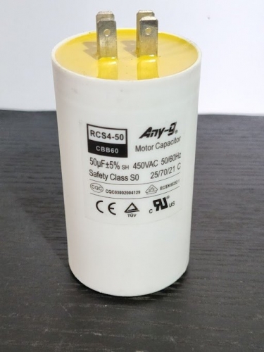 Run Capacitor 50uF 450V Plastic (50x102) S0 With 6.3mm Terminals (No Mounting Bo