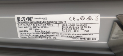 LED Emergency Luminaire [Ex de IIC Gb / Ex tb IIIC Db] 5700 Lumen / 60W, 2 x M20