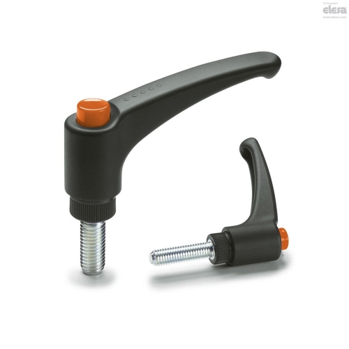ERX-P Adjustable Handle - 63mm Long, Black Handle, Orange Indexing Button, M8 x