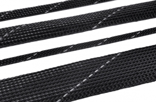40mm black flame-retardant braided polyester sleeving - 50m roll